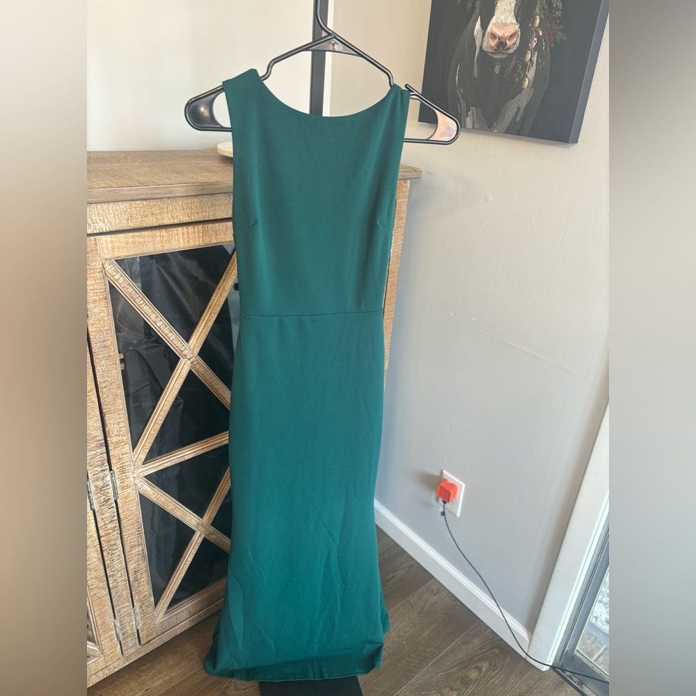 Lulus Current Exquisite Refinement Emerald Backless Bow Ruffled Maxi Dress - Picture 7 of 16